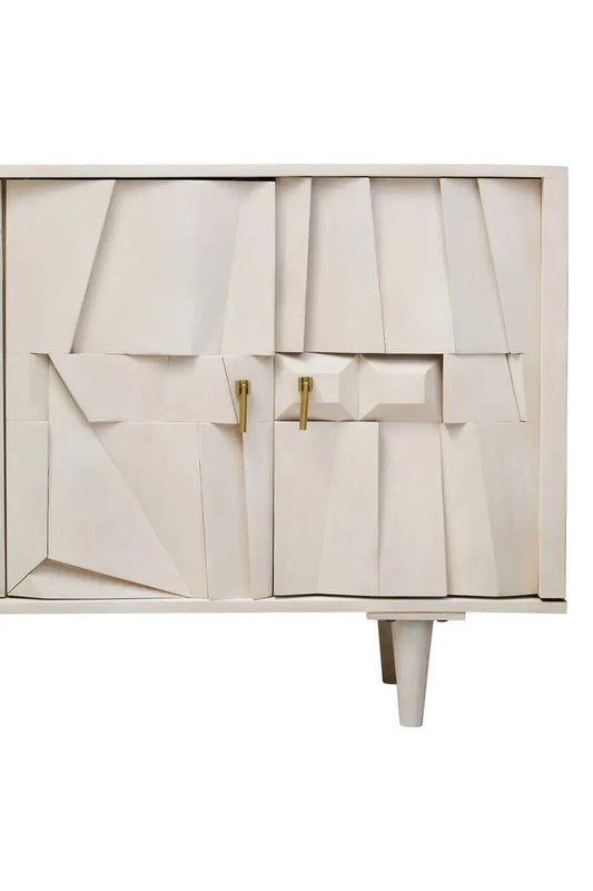 Sita Four Door Whitewash Abstract Sideboard