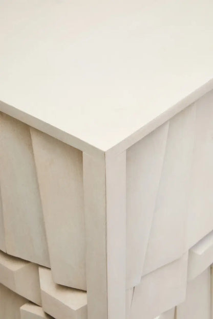 Sita Four Door Whitewash Abstract Sideboard