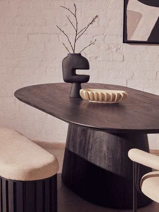 Perdoba Oval Mango Wood Black Finish Dining Table