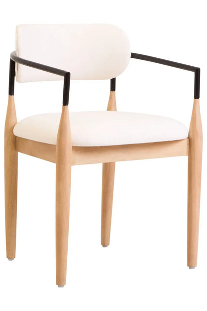Persolo Cream Textured Dining Chair with Wood Frame