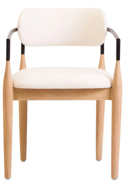 Persolo Cream Textured Dining Chair with Wood Frame