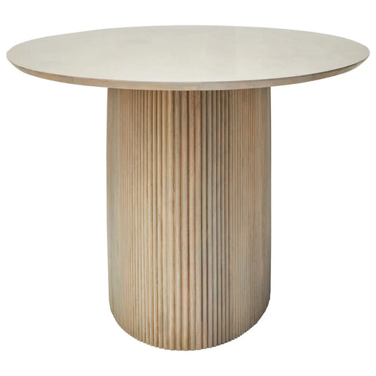 Torello Mango Wood Grey Finish Ridge Detail Oval Dining Table