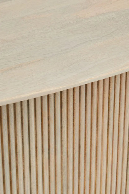 Torello Mango Wood Grey Finish Ridge Detail Oval Dining Table