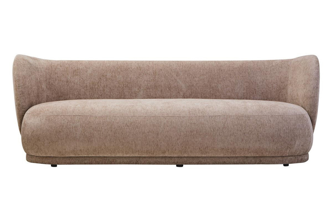 Delray Deep Stone Chenille Curved Three Seater Sofa