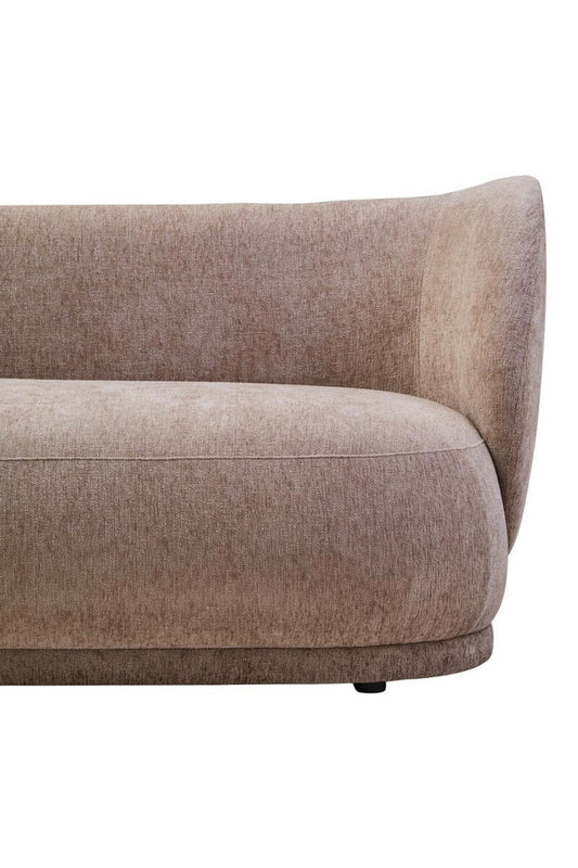 Delray Deep Stone Chenille Curved Three Seater Sofa