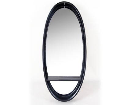 Aven Black Oval Mirror