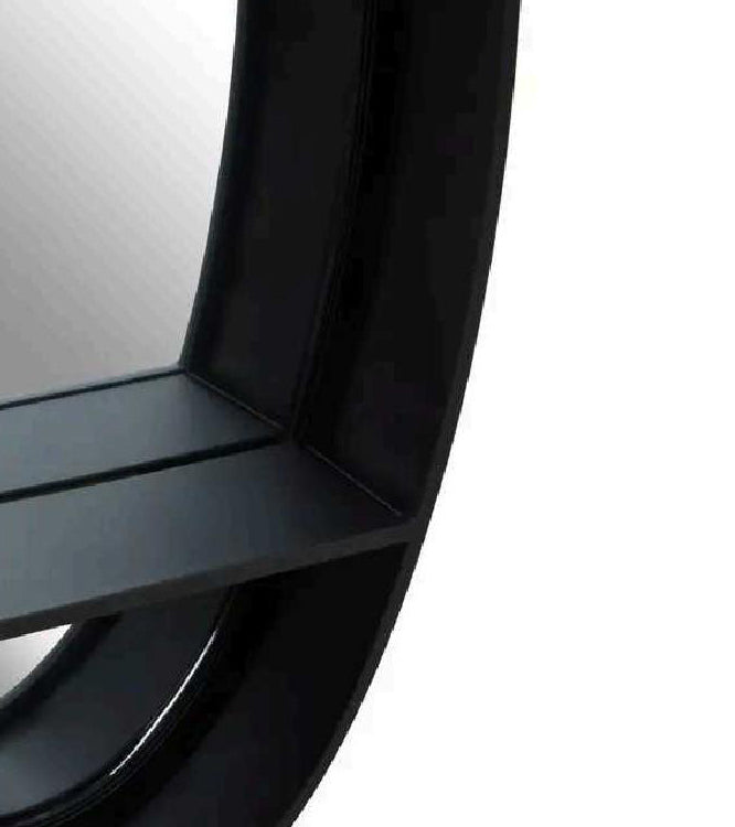Aven Black Oval Mirror