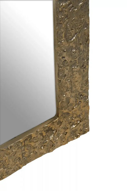 Akola Textured Gold Finish Rectangular Wall Mirror