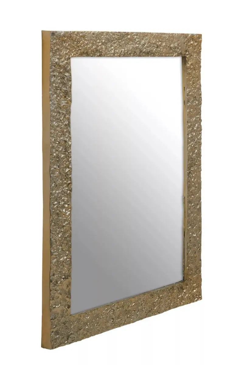 Akola Textured Gold Finish Rectangular Wall Mirror